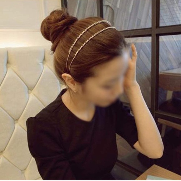 🆕  1 Pc Silver Double Rows Crystal Rhinestones Fashion Headband - Picture 9 of 9